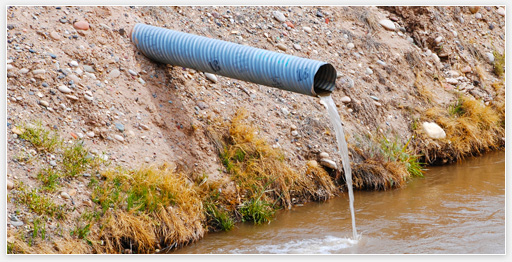 Stormwater pipe draining into canal